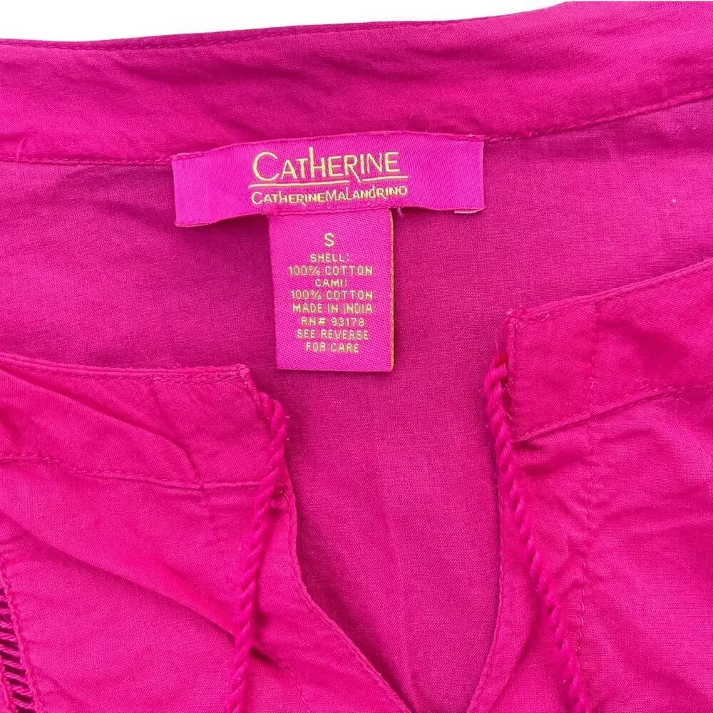 Catherine Malandrino Pink Cotton Tassel Hem Boho Dress - Size Small - Picture 4 of 10